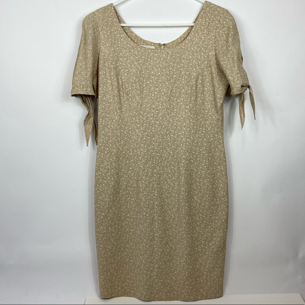 Santa Fe Jim Tremblay Vintage Women's Sheath Dress Size 6 Tan Floral Lined USA